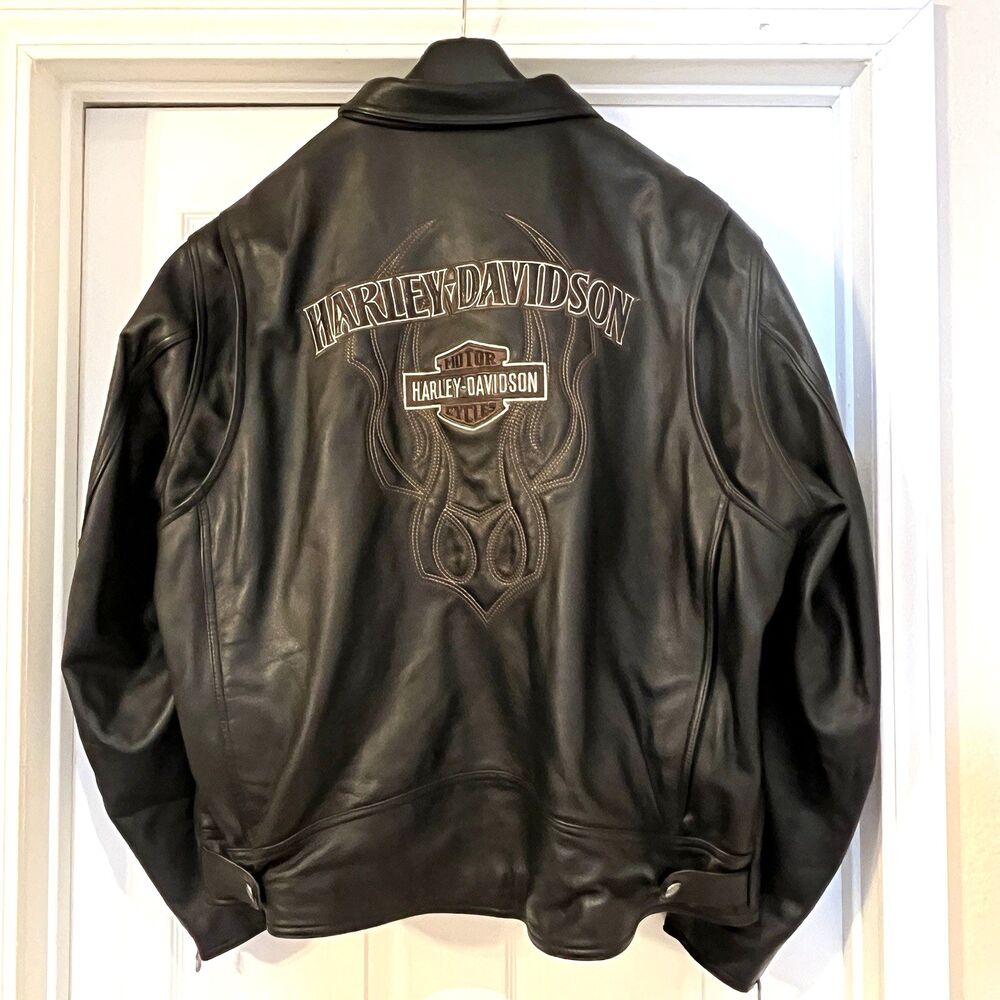 Harley‎ Davidson Mens Roadhouse Black Leather MOTORCYCLE Jacket 3XL 97072-09VM